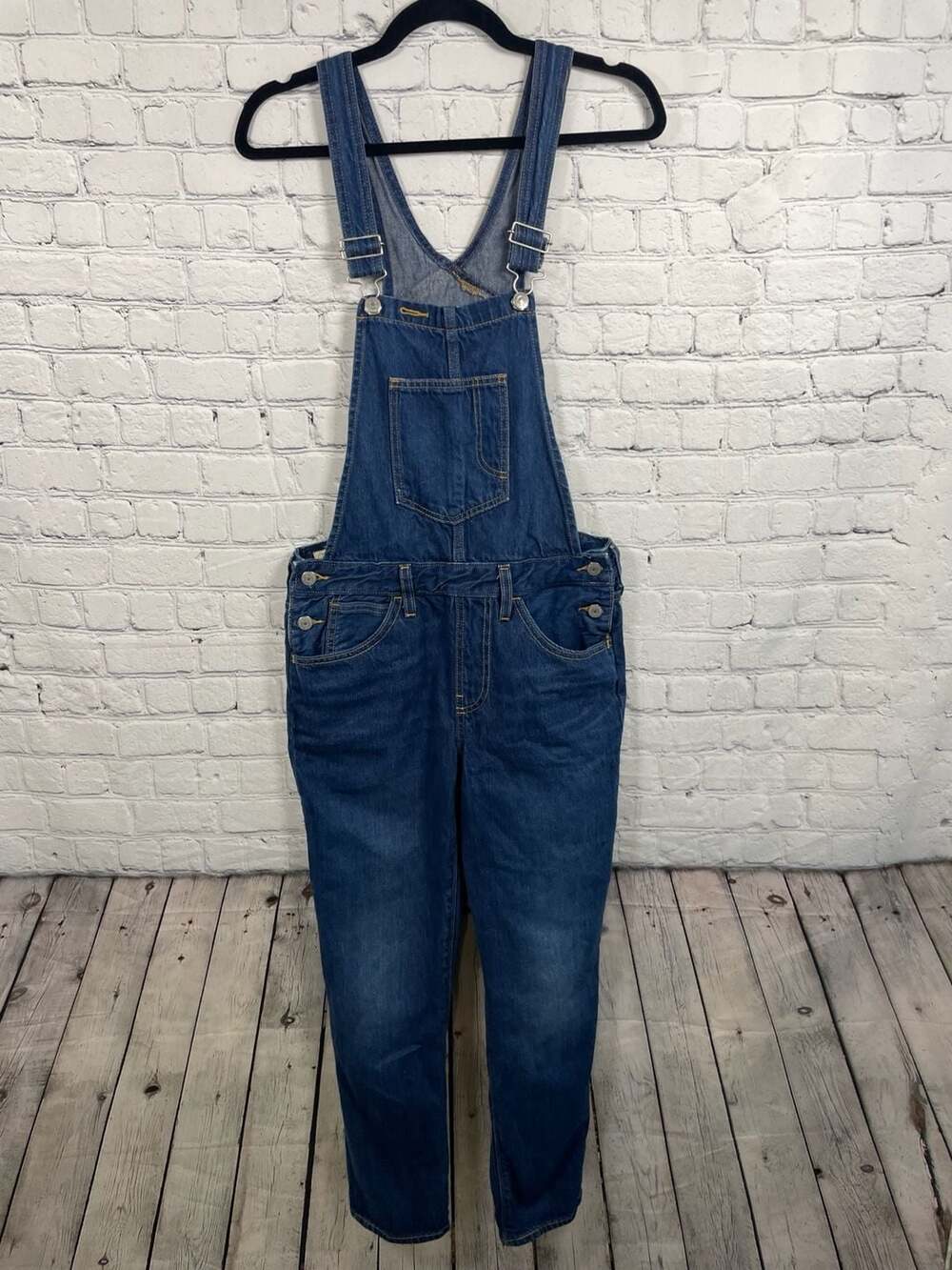 Levi's Premium Denim Bib Overalls Dark Wash Sz M
